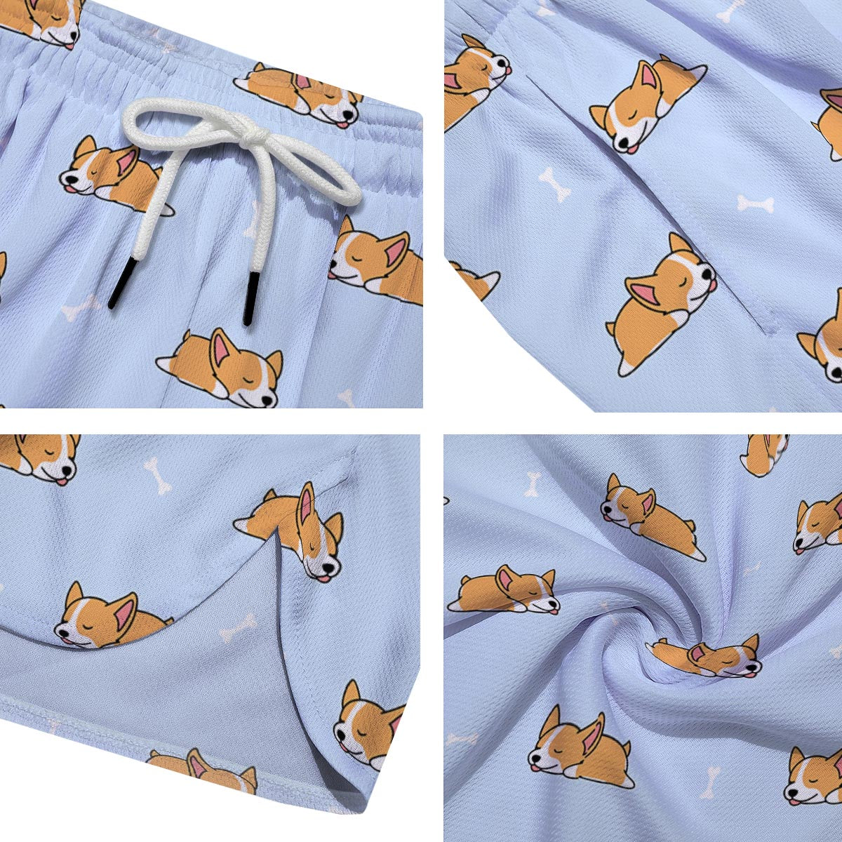 Corgi Sleeping Print Pattern Men's Running Shorts-grizzshop