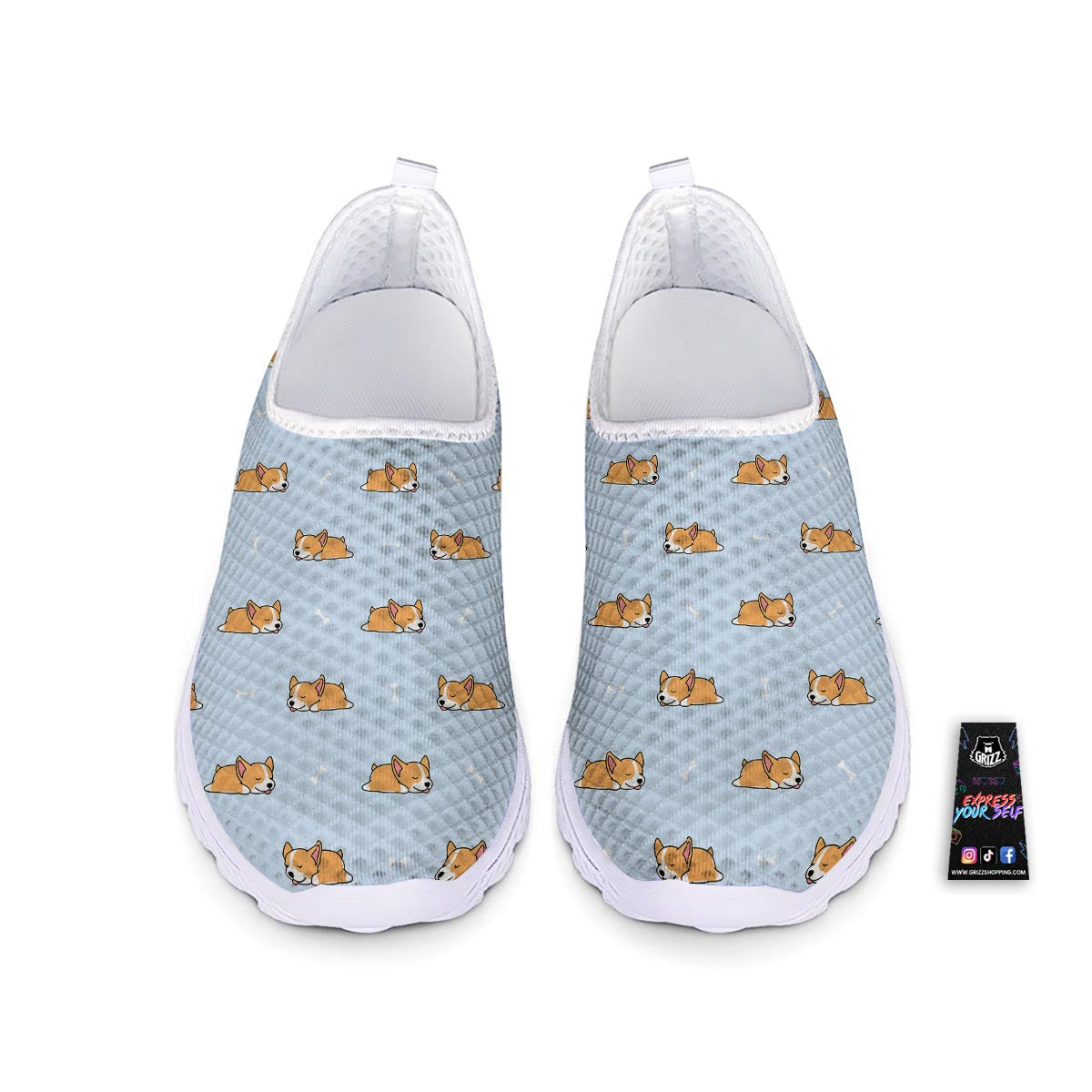 Corgi Sleeping Print Pattern Nurse Shoes-grizzshop