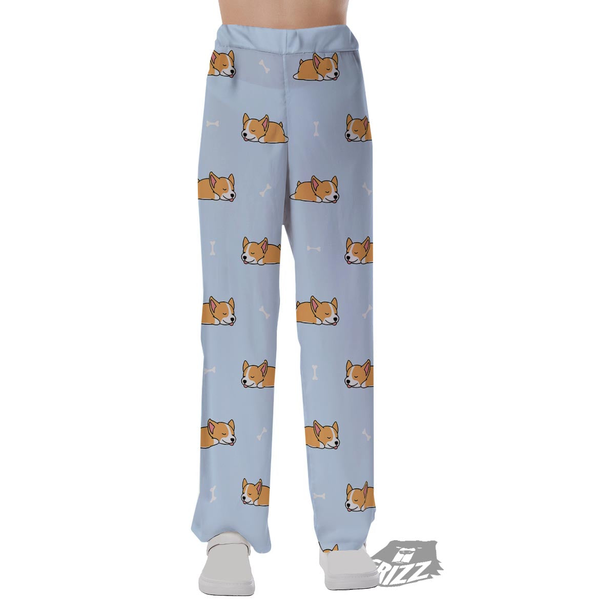 Corgi Sleeping Print Pattern Pajama Pants-grizzshop