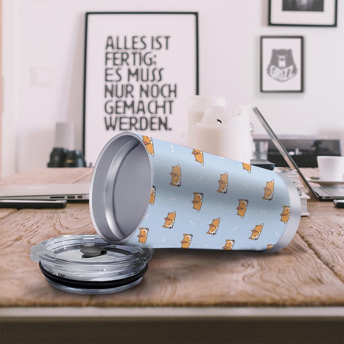 Corgi Sleeping Print Pattern Tumbler-grizzshop
