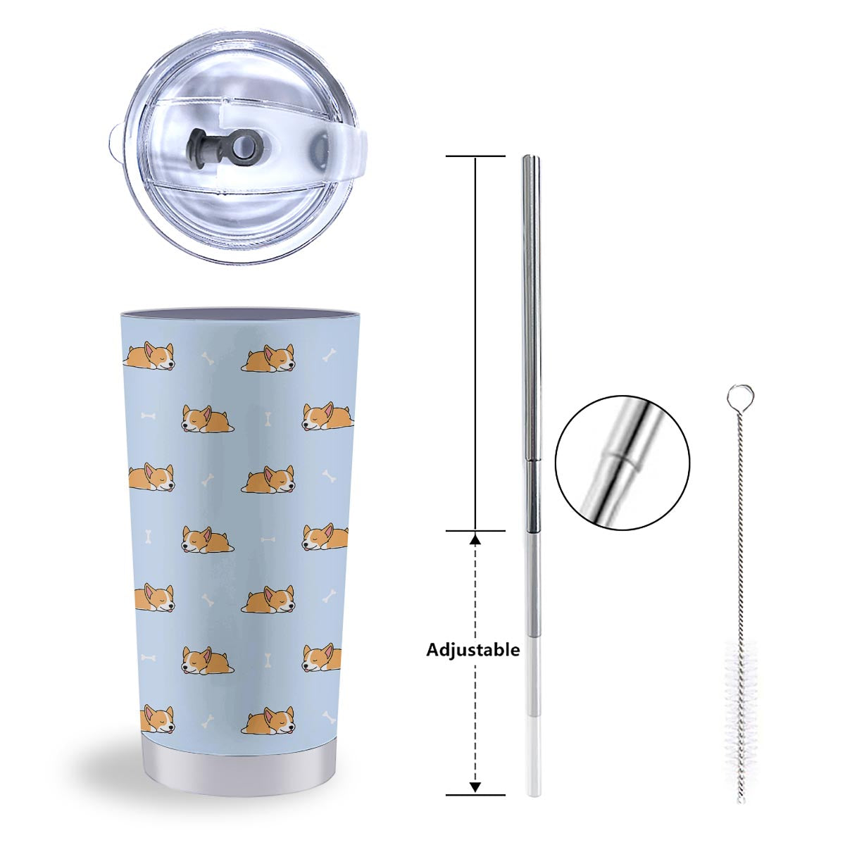 Corgi Sleeping Print Pattern Tumbler-grizzshop