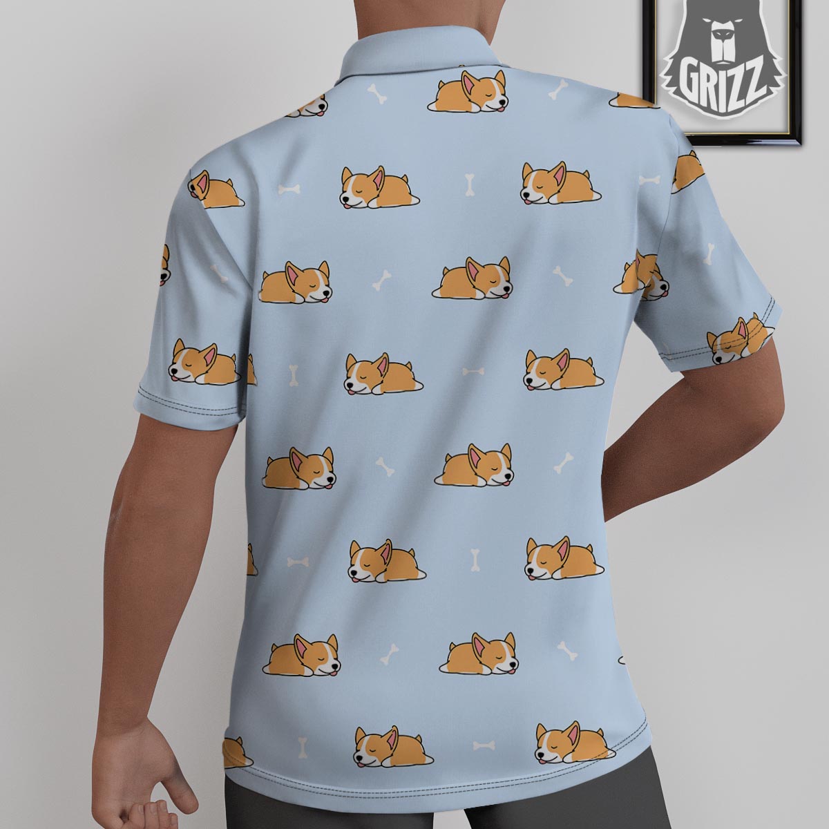 Corgi Sleeping Print Pattern Untucked Shirts-grizzshop