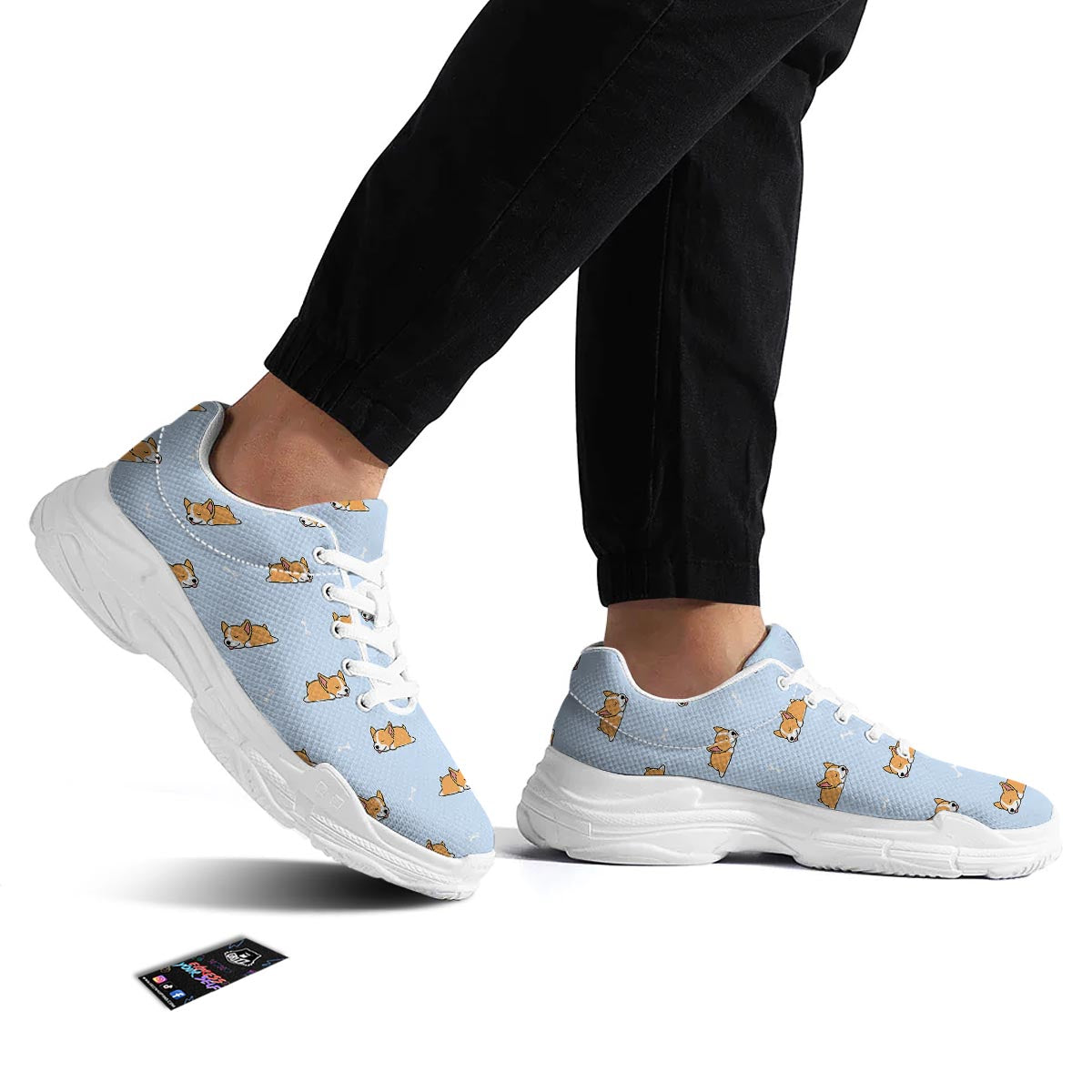 Corgi Sleeping Print Pattern White Chunky Shoes-grizzshop