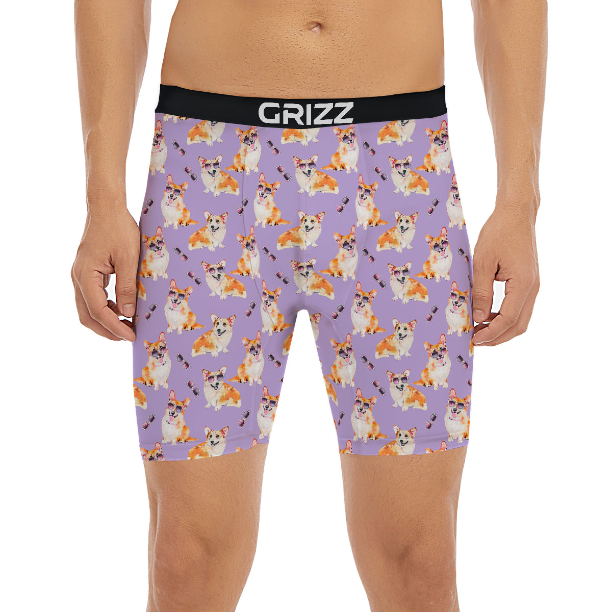 Corgi Watercolor Print Pattern Boxer Briefs-grizzshop