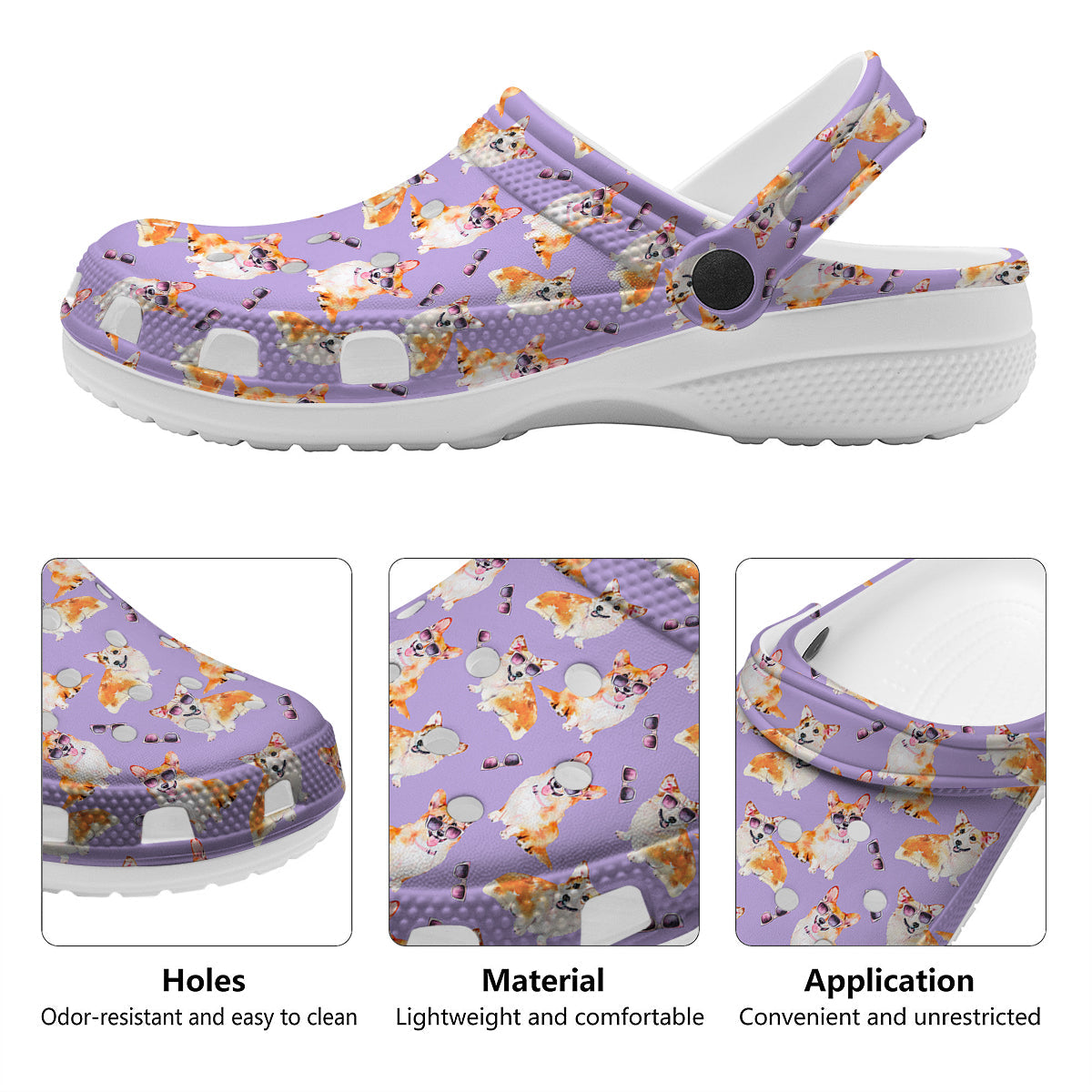 Corgi Watercolor Print Pattern Clog-grizzshop