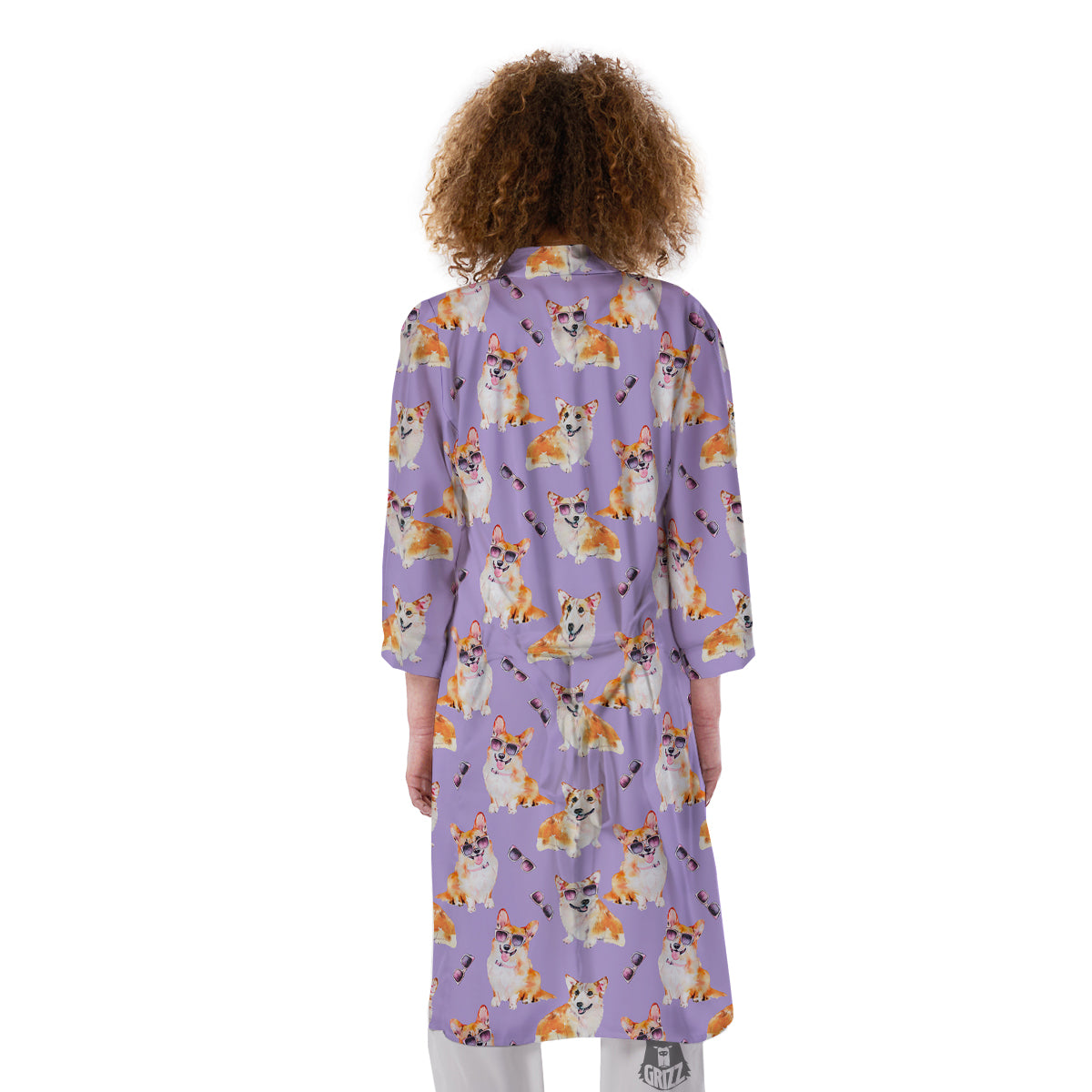 Corgi Watercolor Print Pattern Kimono-grizzshop