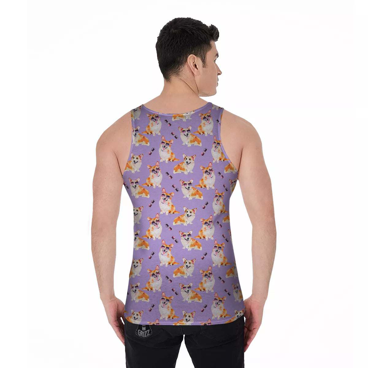 Corgi Watercolor Print Pattern Men's Tank Top-grizzshop