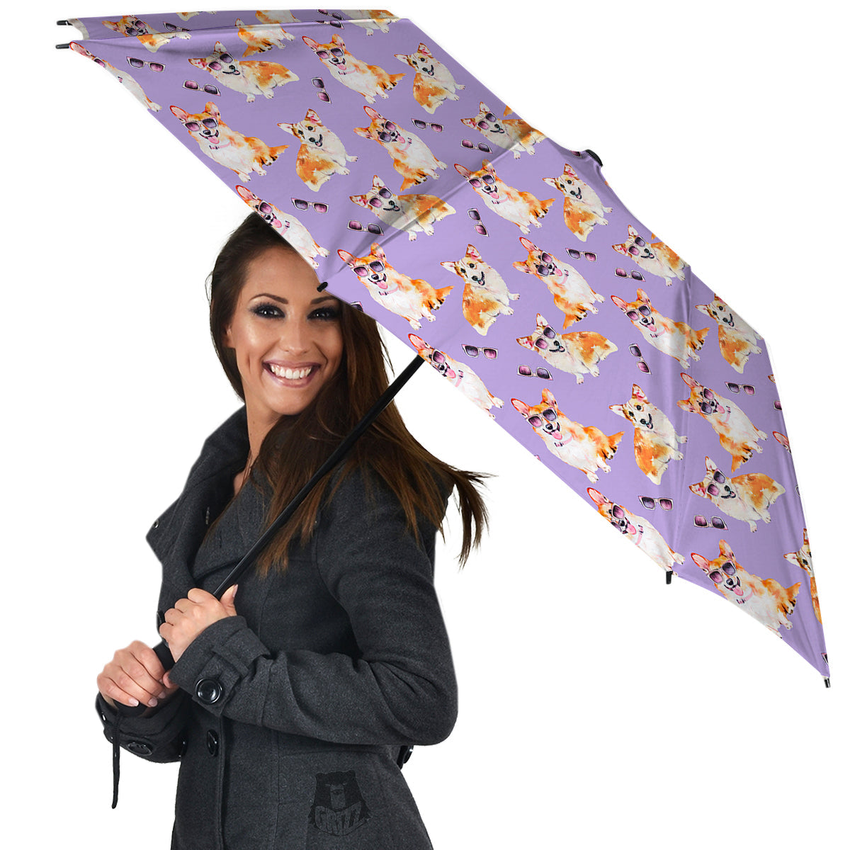 Corgi Watercolor Print Pattern Umbrella-grizzshop