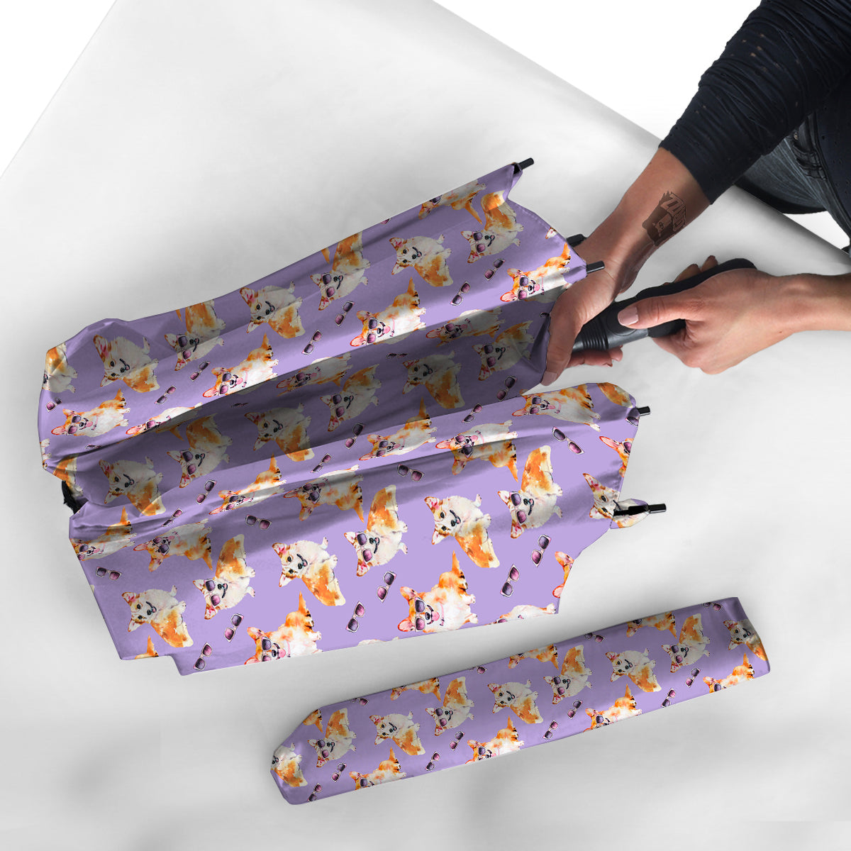 Corgi Watercolor Print Pattern Umbrella-grizzshop