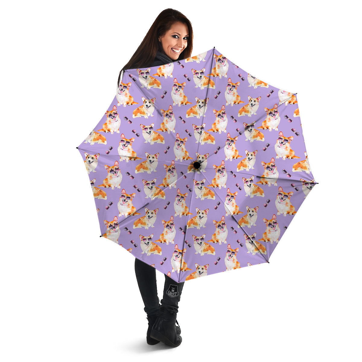 Corgi Watercolor Print Pattern Umbrella-grizzshop