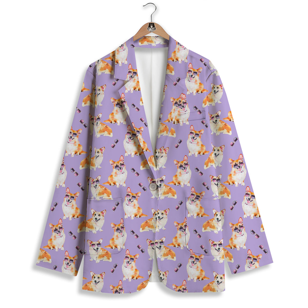 Corgi Watercolor Print Pattern Women's Blazer-grizzshop