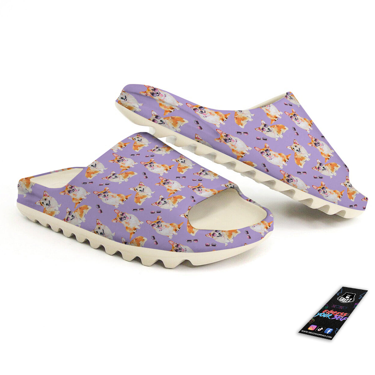 Corgi Watercolor Print Pattern Sandals-grizzshop