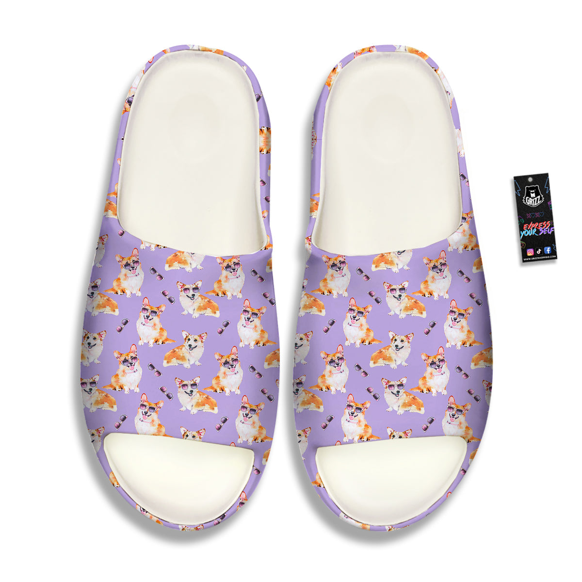 Corgi Watercolor Print Pattern Sandals-grizzshop