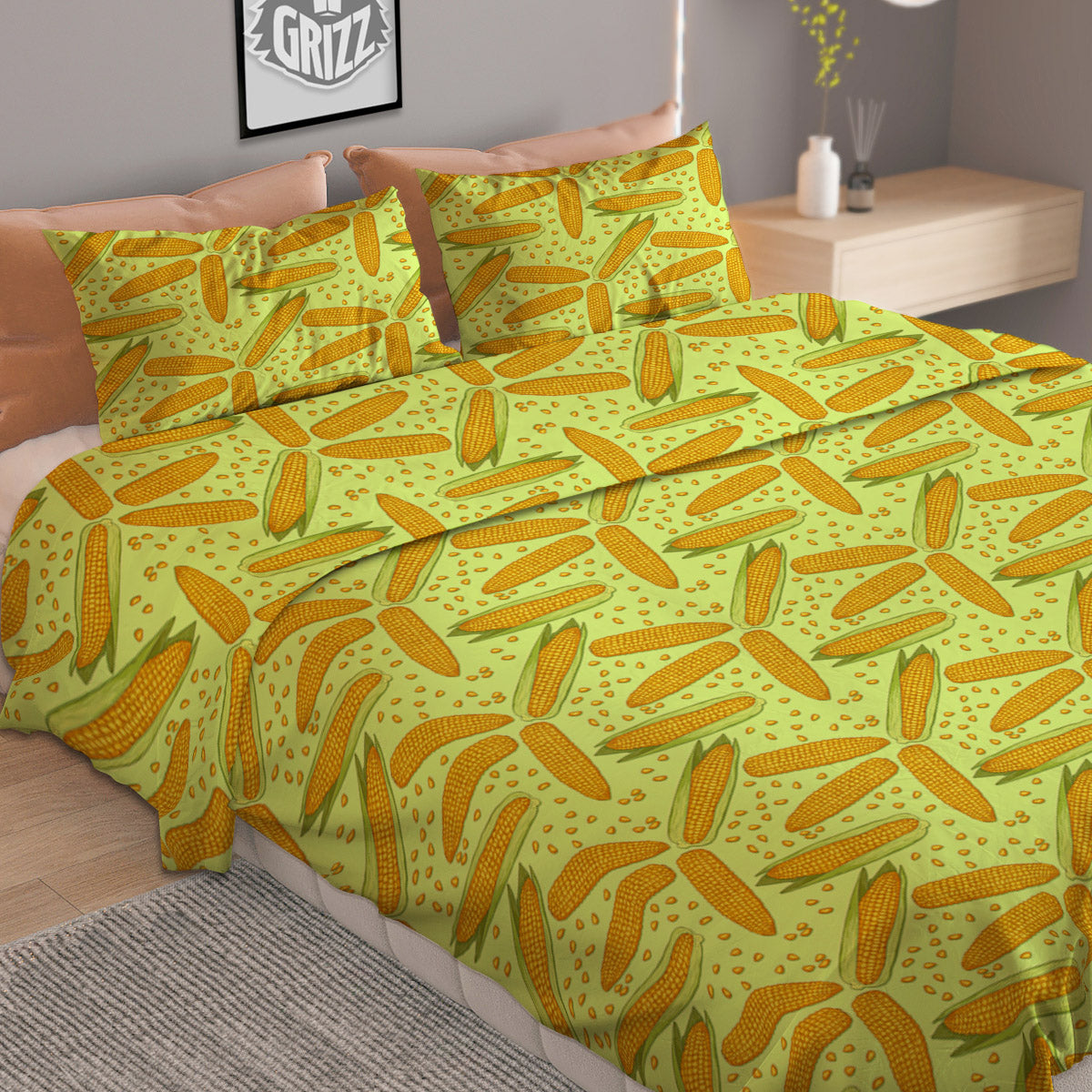 Corn On Cob Print Pattern Duvet Cover Bedding Set-grizzshop
