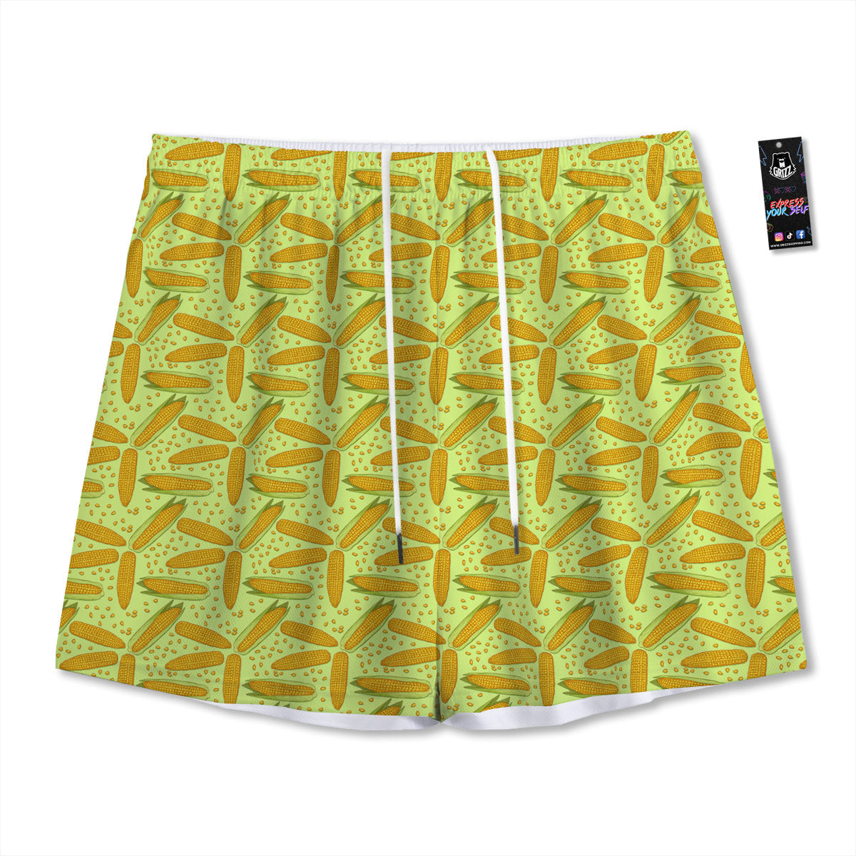 Corn On Cob Print Pattern Mesh Shorts-grizzshop