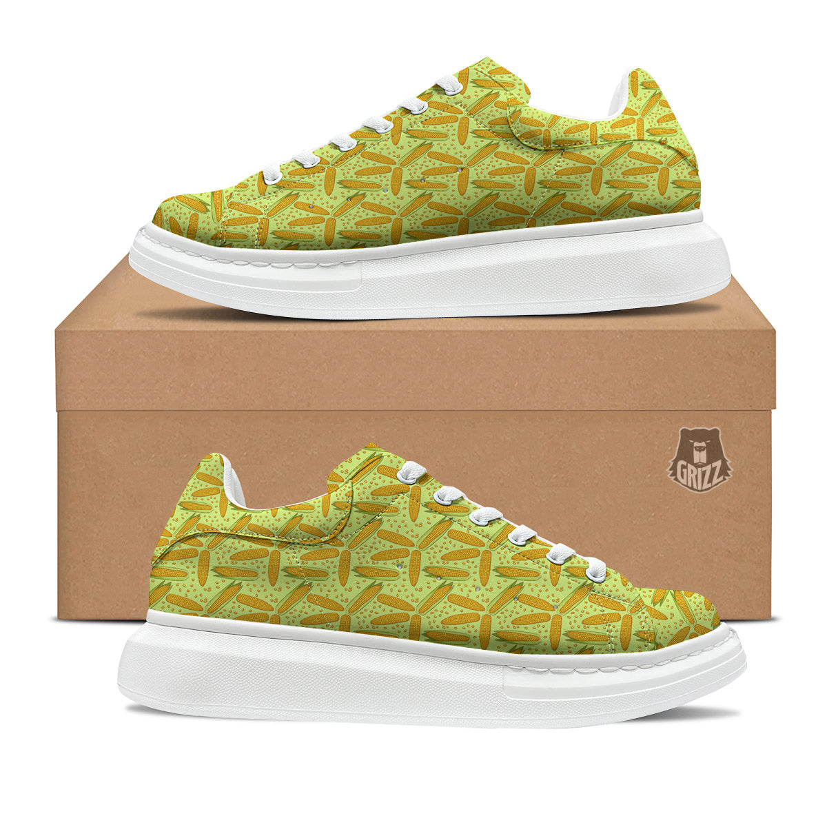 Corn On Cob Print Pattern Platform Shoes-grizzshop