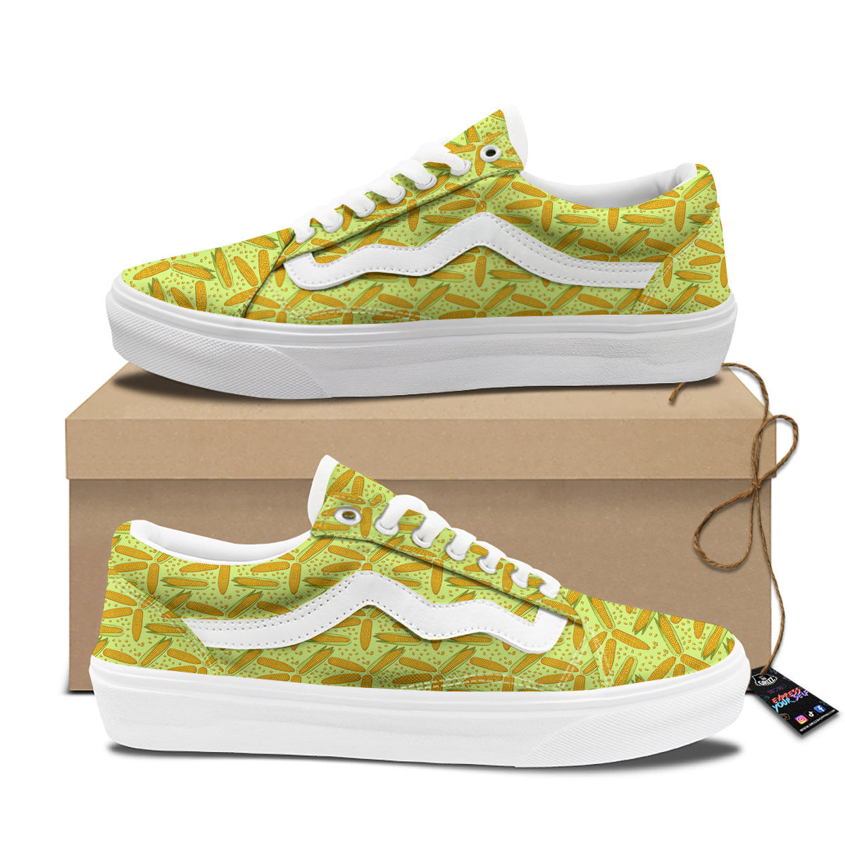 Corn On Cob Print Pattern Skate Shoes-grizzshop