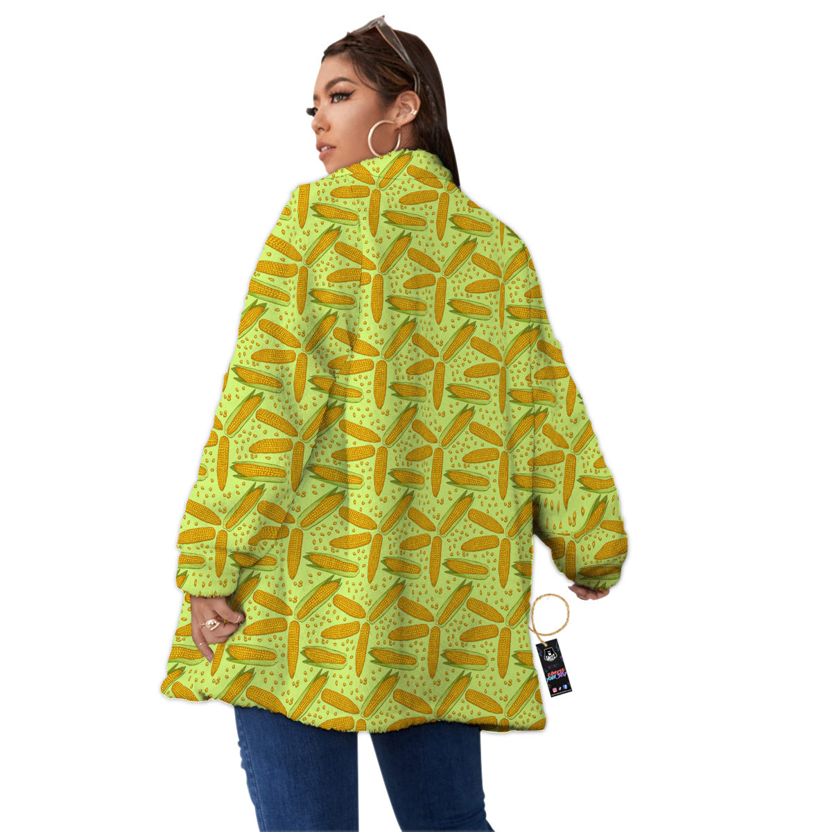 Corn On Cob Print Pattern Women's Sherpa Jacket-grizzshop
