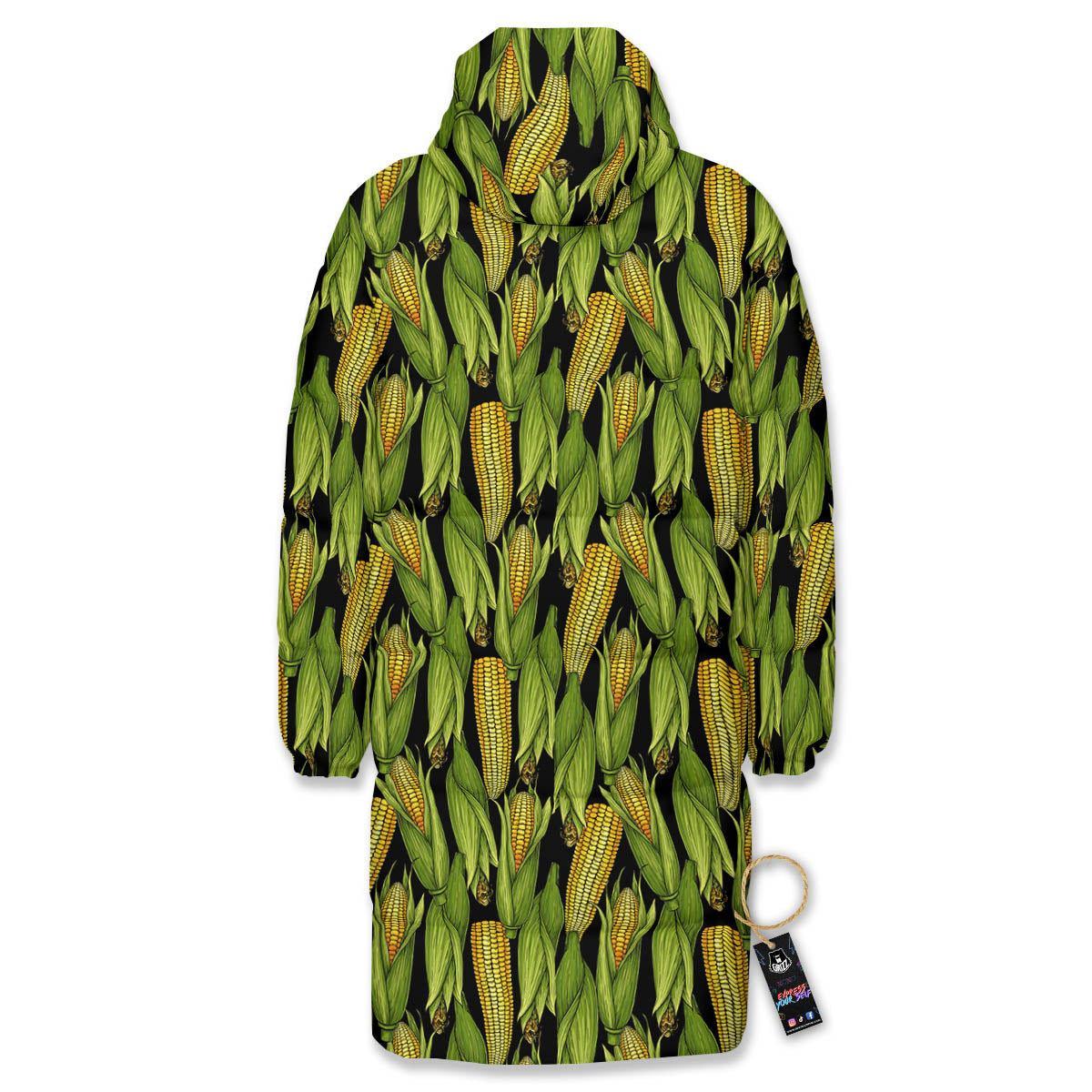 Corn Pattern Print Long Down Jacket-grizzshop