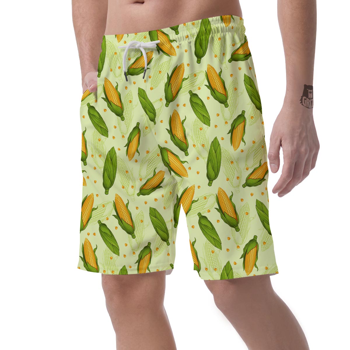 Corn Pattern Print Men's Shorts-grizzshop