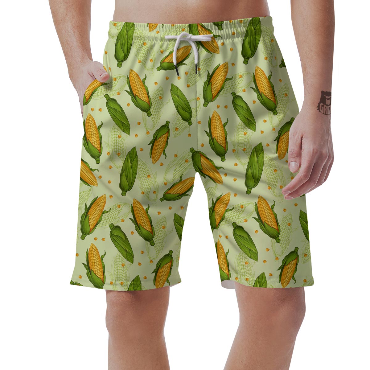 Corn Pattern Print Men's Shorts-grizzshop