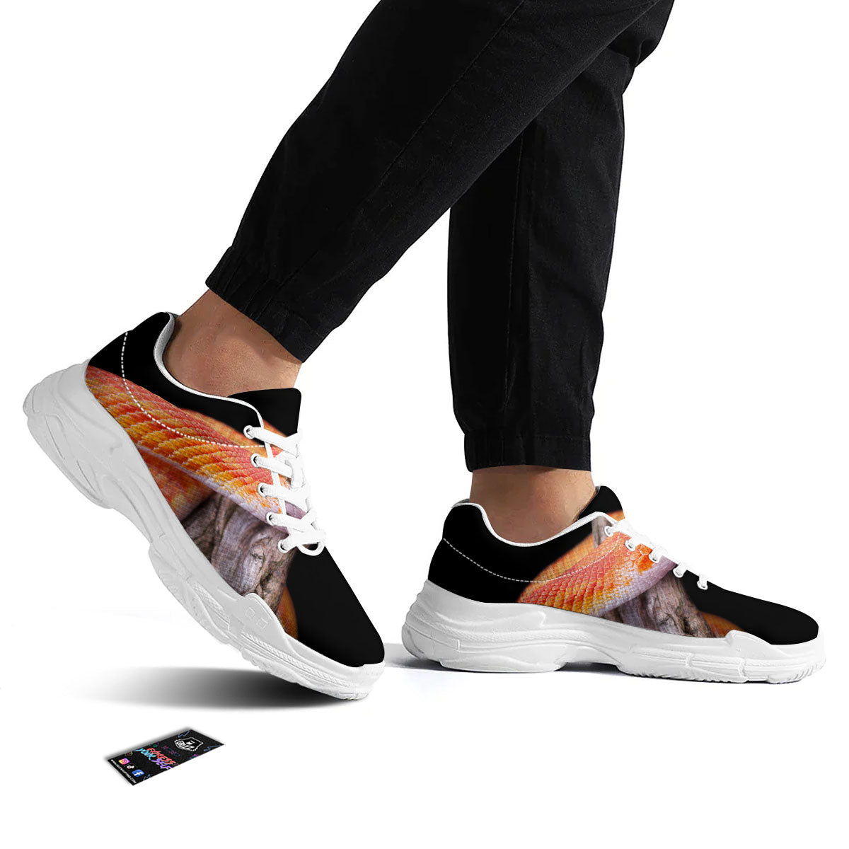 Corn Snake Amel Motley Print White Chunky Shoes-grizzshop