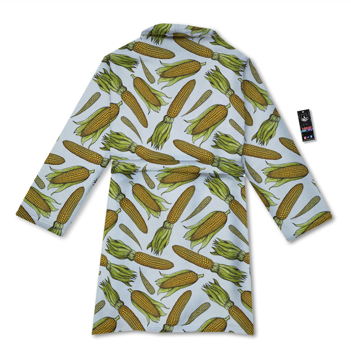 Corncob Hand-Drawn Print Pattern Bathrobe-grizzshop