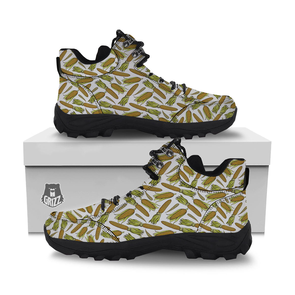 Corncob Hand-Drawn Print Pattern Hiking Shoes-grizzshop