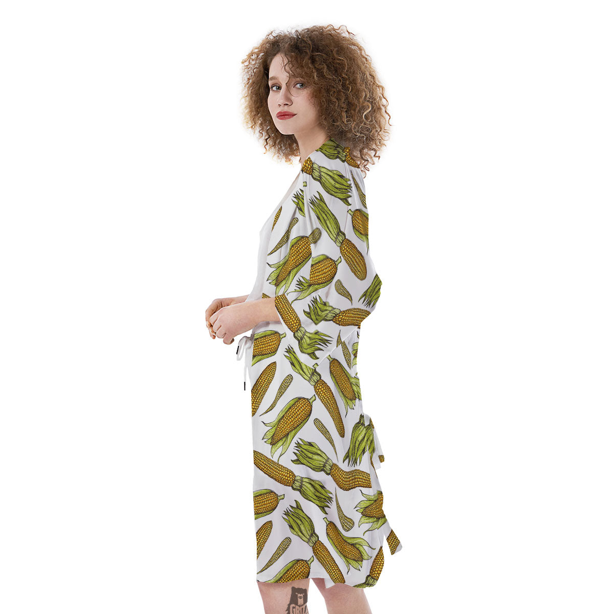 Corncob Hand-Drawn Print Pattern Kimono-grizzshop