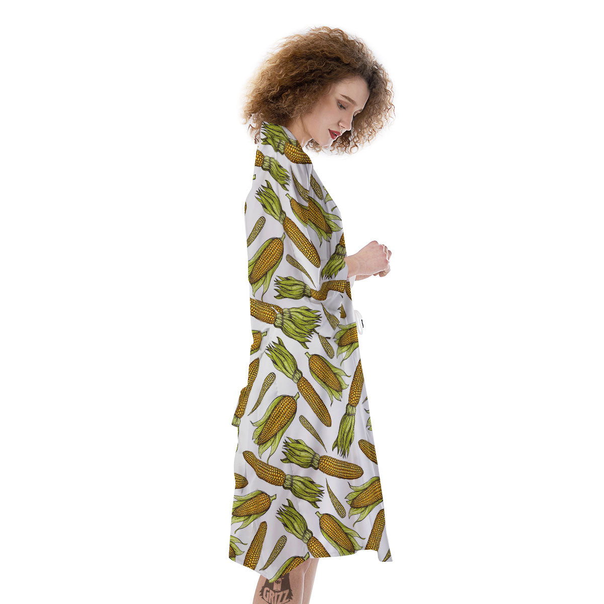 Corncob Hand-Drawn Print Pattern Kimono-grizzshop