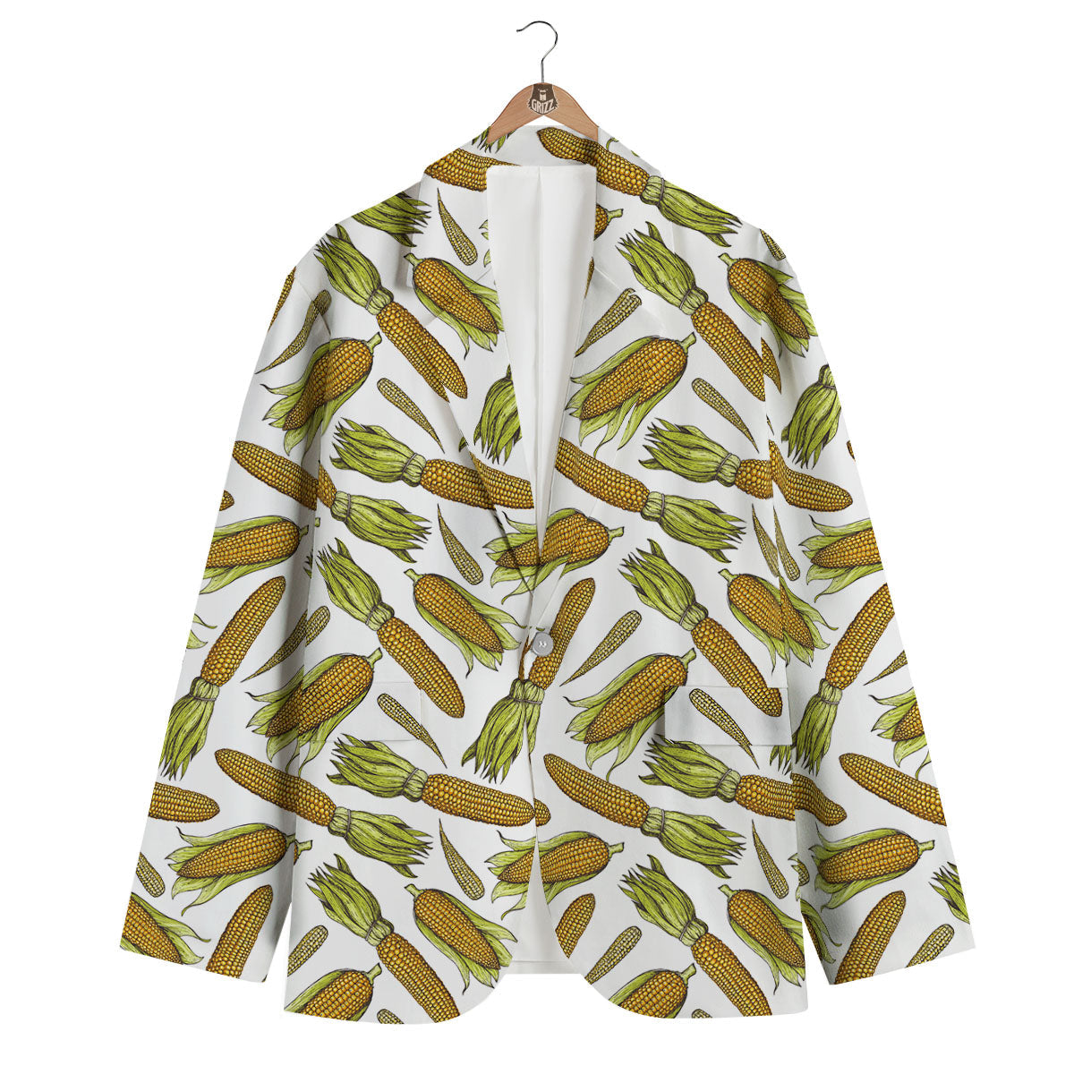 Corncob Hand-Drawn Print Pattern Men's Blazer-grizzshop