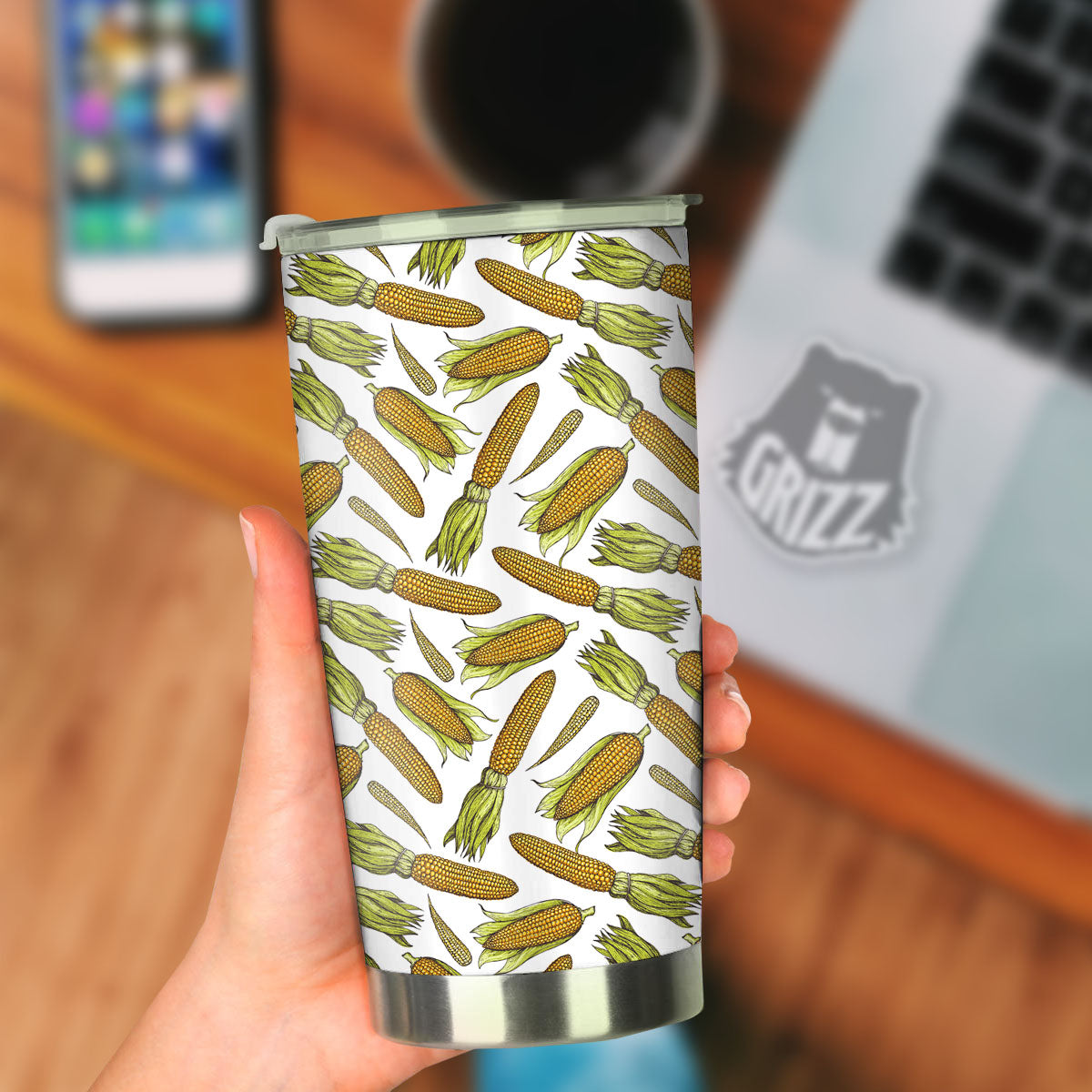 Corncob Hand-Drawn Print Pattern Tumbler-grizzshop