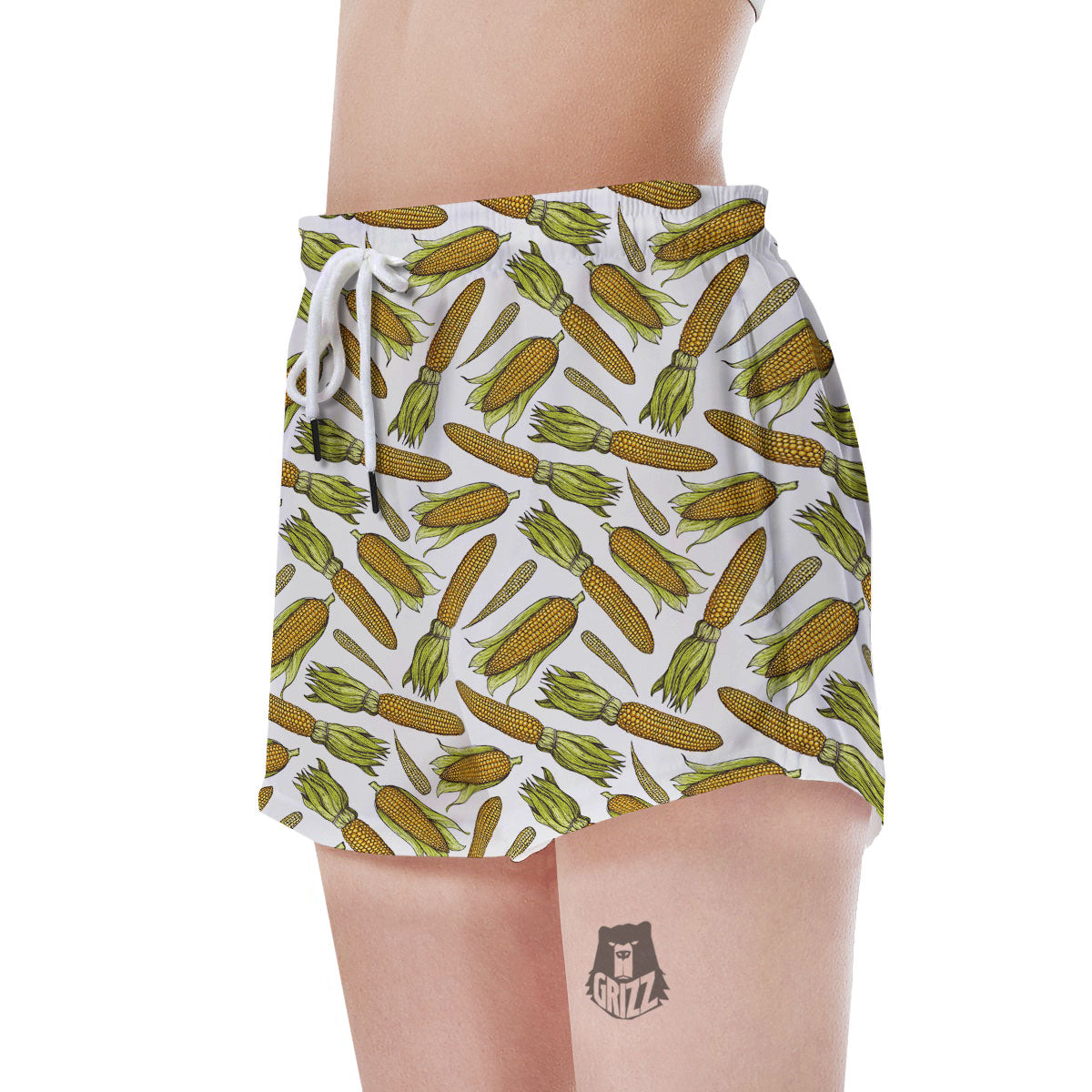 Corncob Hand-Drawn Print Pattern Women's Shorts-grizzshop