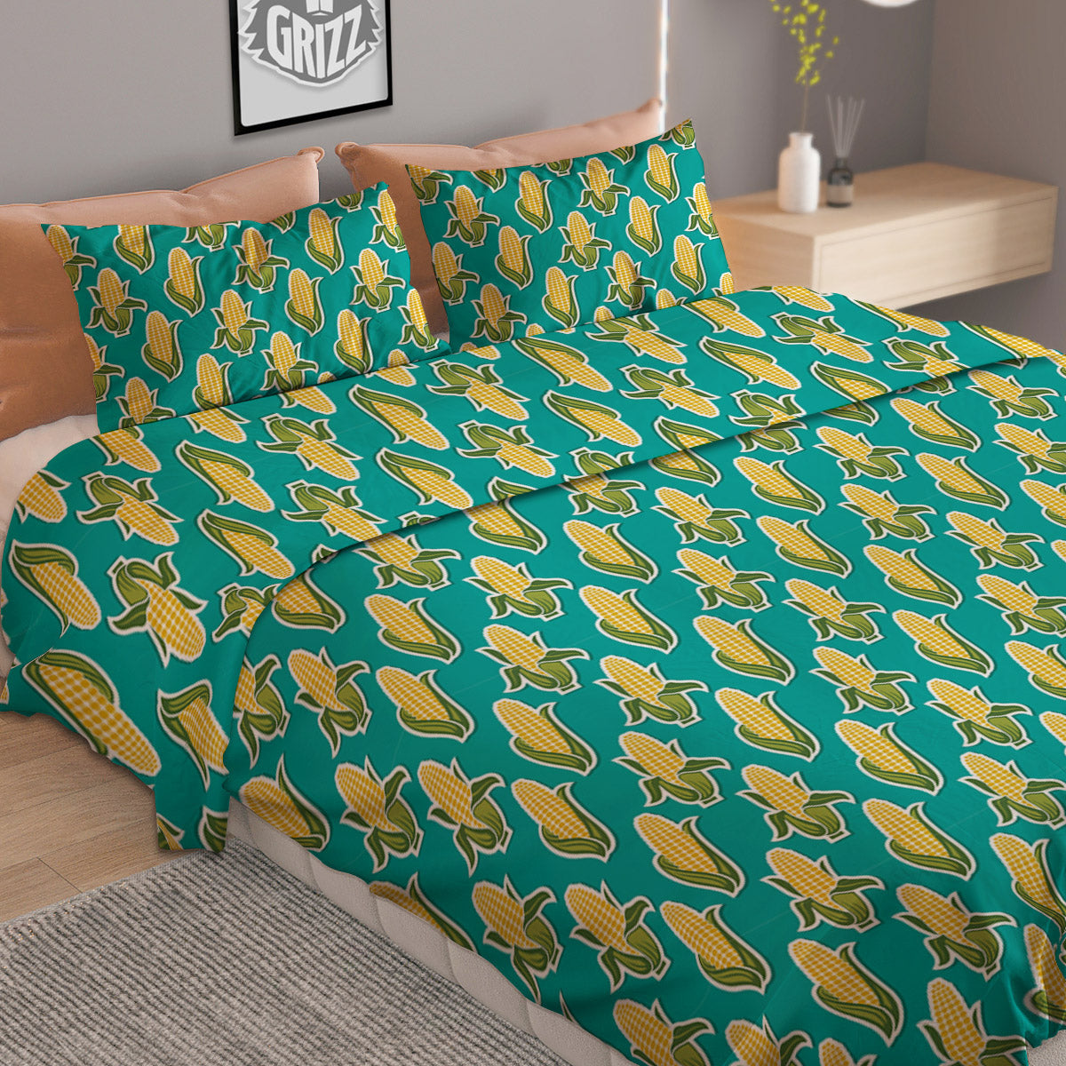 Corncob Print Pattern Duvet Cover Bedding Set-grizzshop