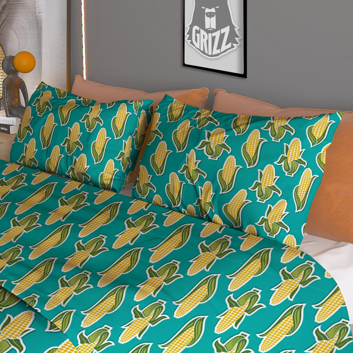Corncob Print Pattern Duvet Cover Bedding Set-grizzshop
