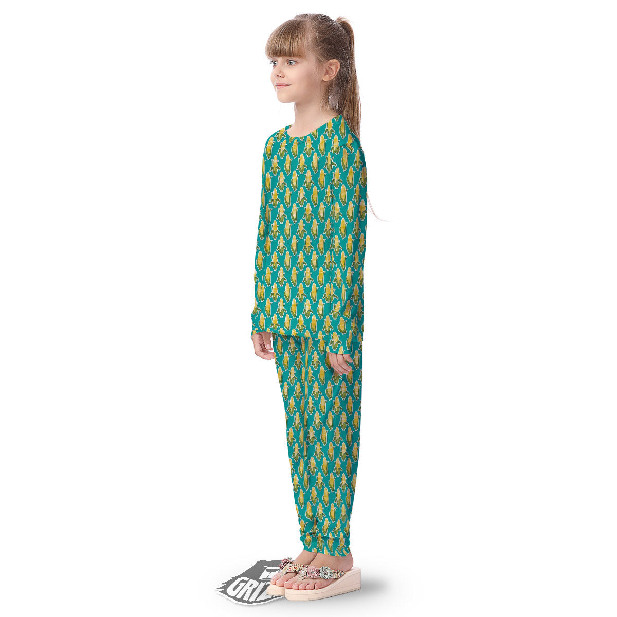 Corncob Print Pattern Kid's Pajamas-grizzshop