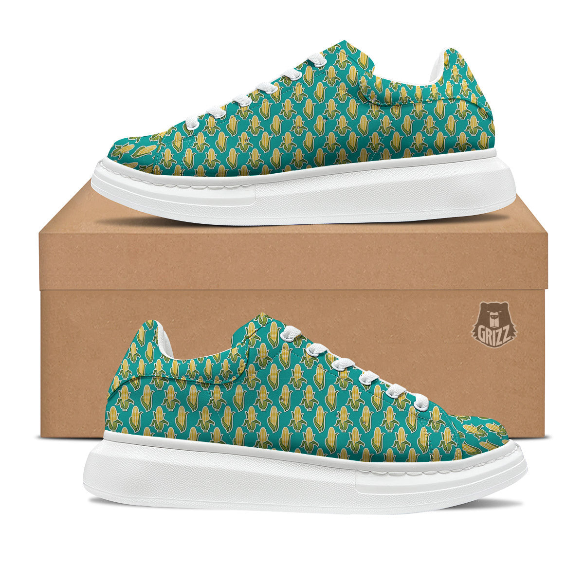 Corncob Print Pattern Platform Shoes-grizzshop