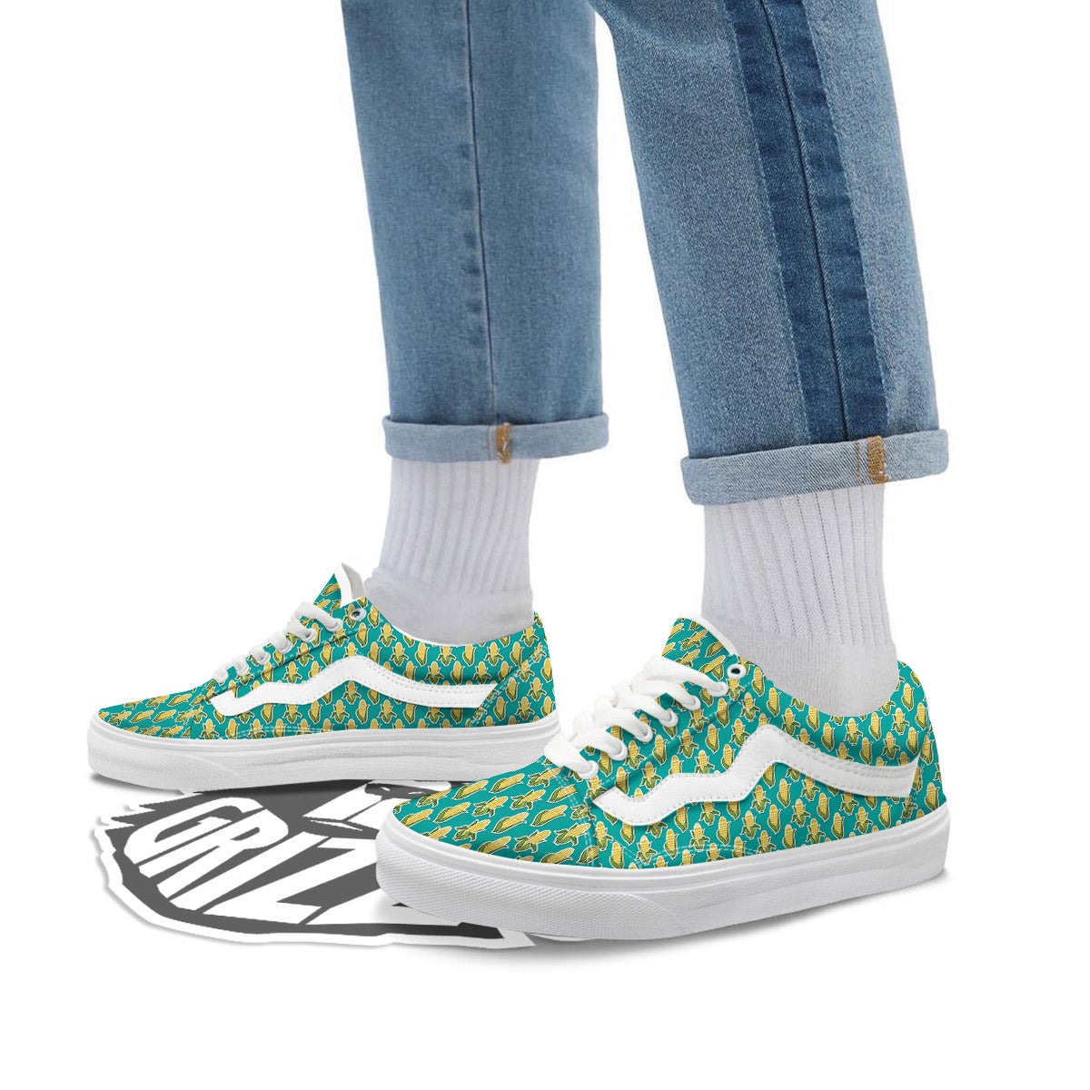 Corncob Print Pattern Skate Shoes-grizzshop
