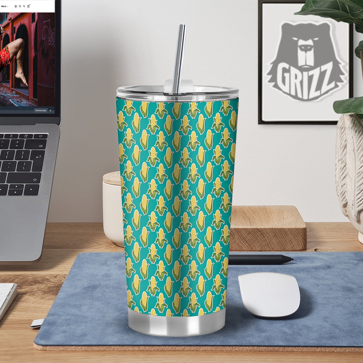 Corncob Print Pattern Tumbler-grizzshop