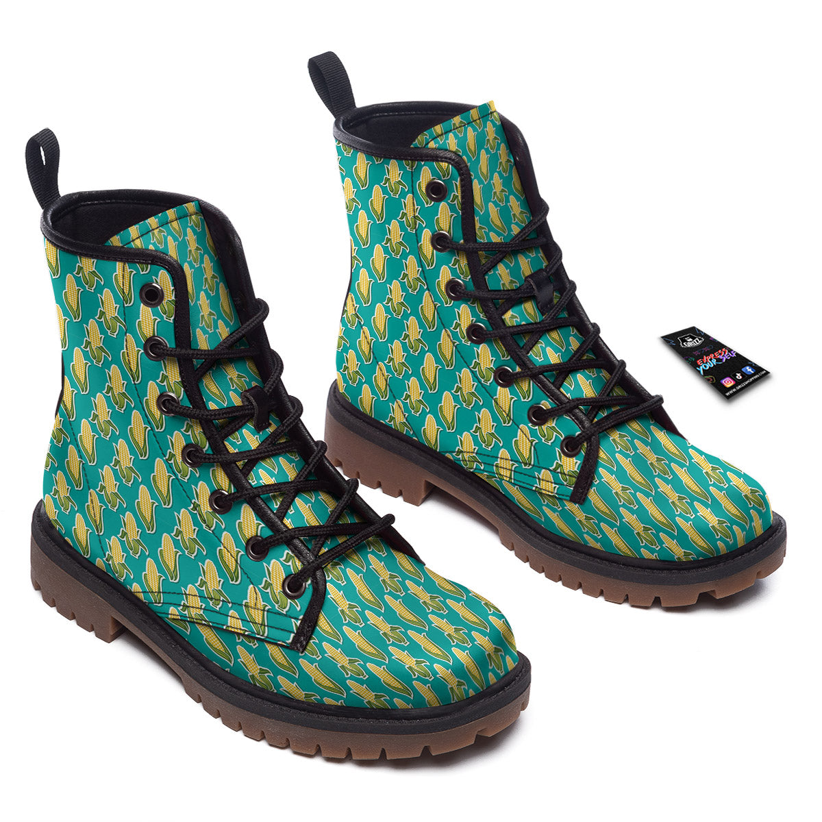 Corncob Print Pattern Work Boots-grizzshop