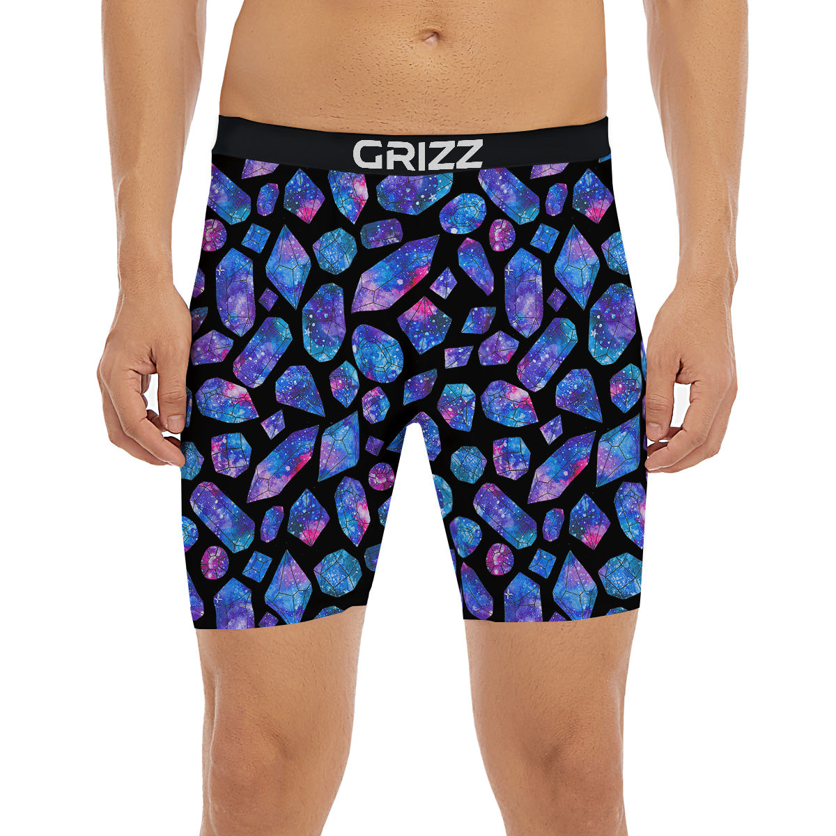 Cosmic Galaxy Space Blue Crystal Print Boxer Briefs-grizzshop