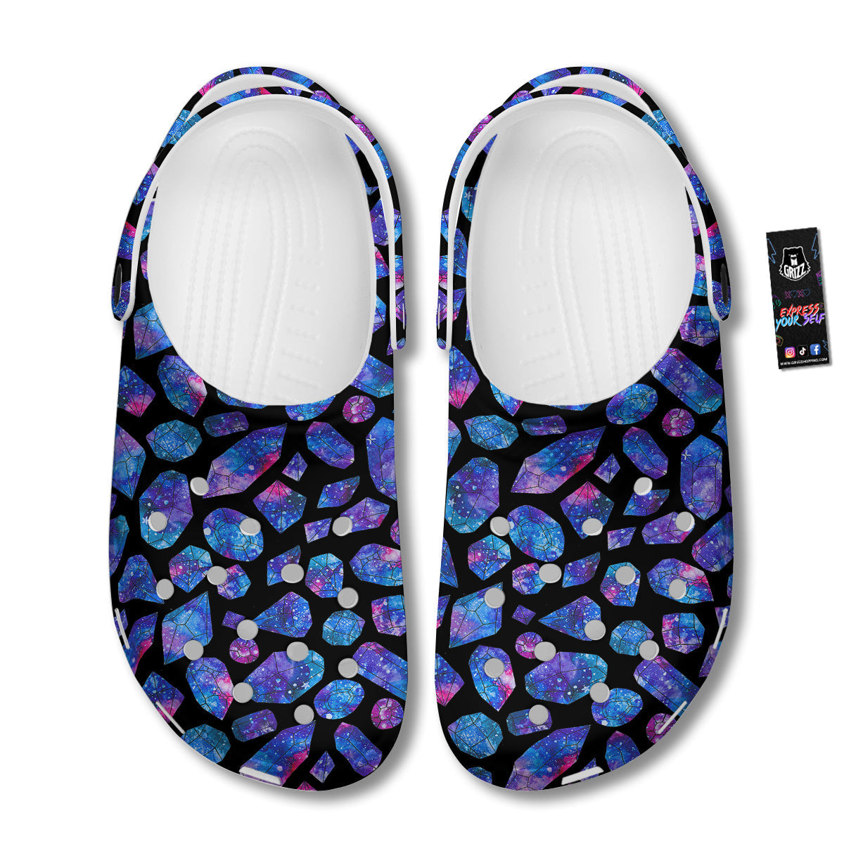 Cosmic Galaxy Space Blue Crystal Print Clog-grizzshop
