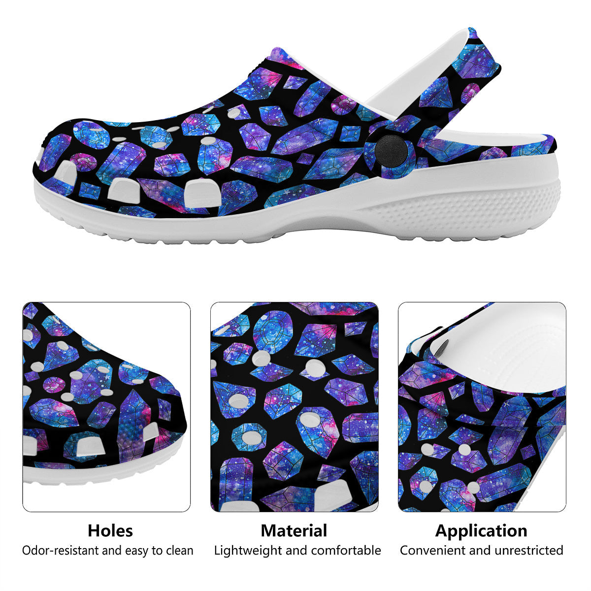 Cosmic Galaxy Space Blue Crystal Print Clog-grizzshop