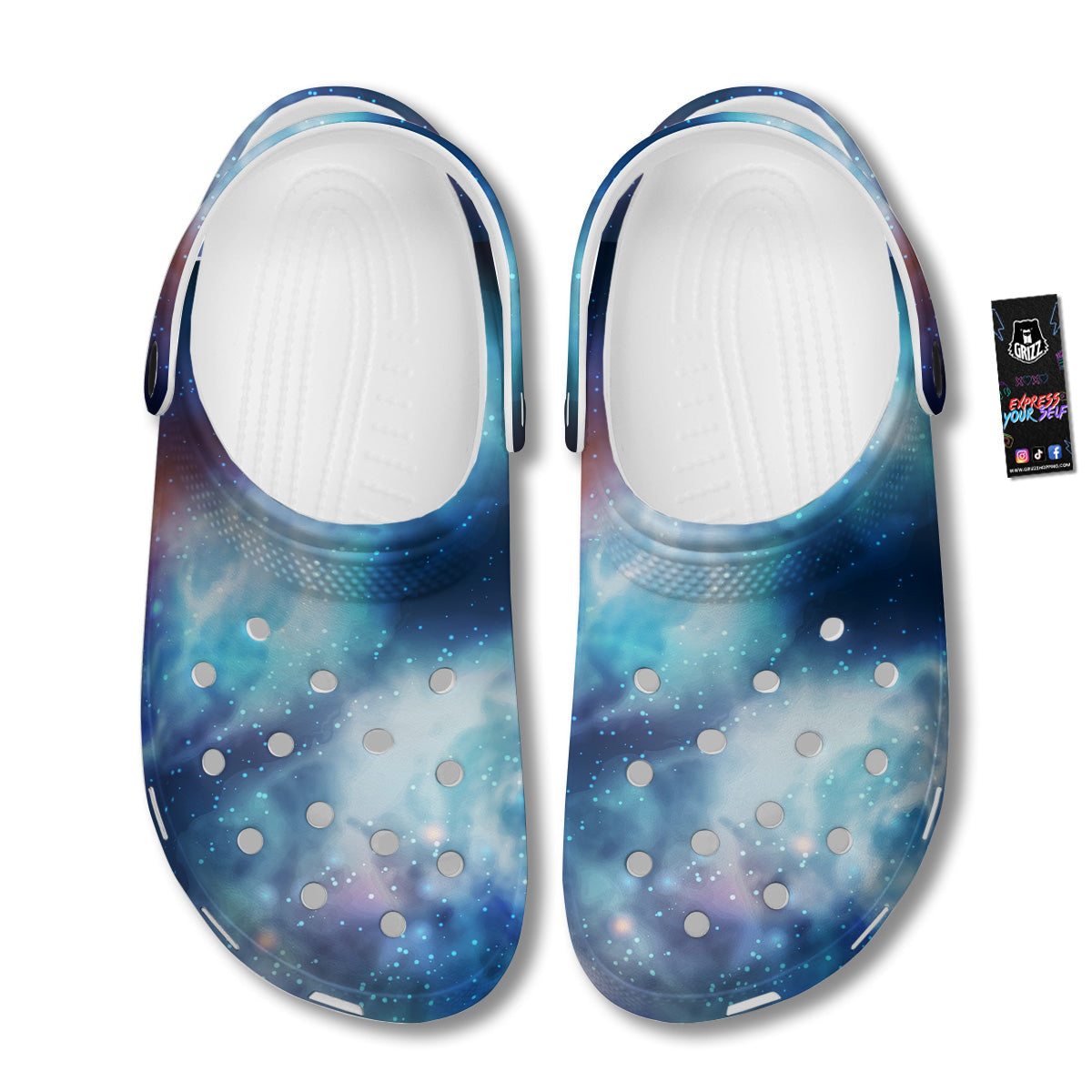 Cosmic Galaxy Space Blue Purple Print Clog-grizzshop
