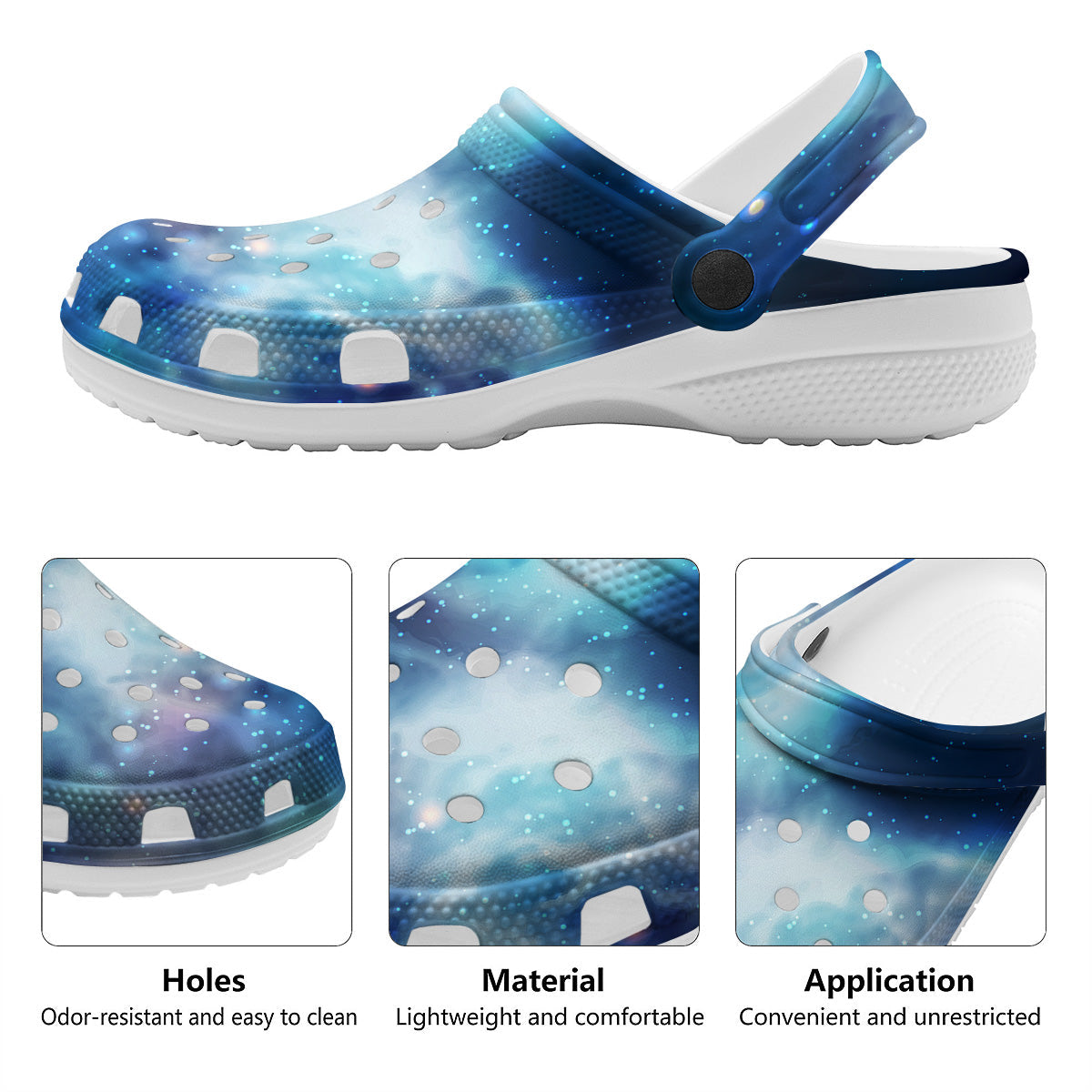 Cosmic Galaxy Space Blue Purple Print Clog-grizzshop