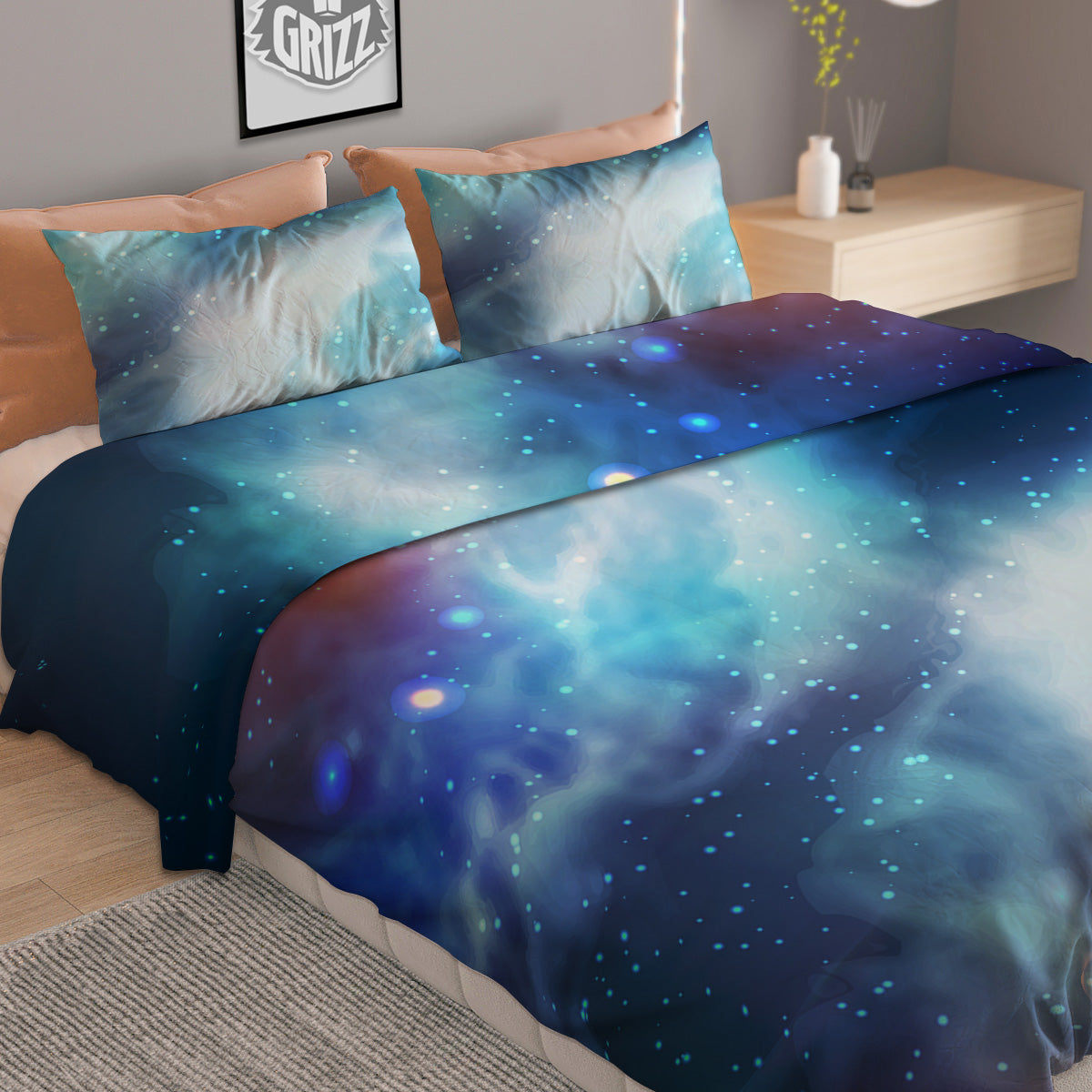 Double Pink Tie Dye Print Duvet Cover Bedding Set