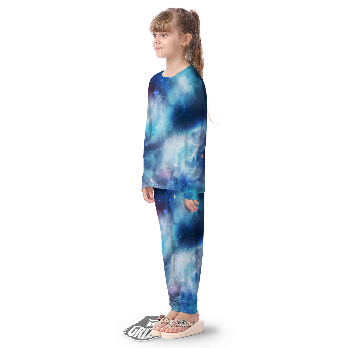 Cosmic Galaxy Space Blue Purple Print Kid's Pajamas-grizzshop