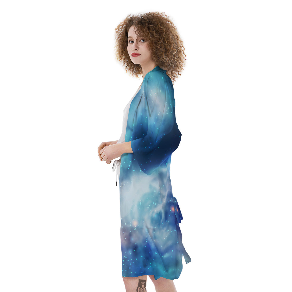 Cosmic Galaxy Space Blue Purple Print Kimono-grizzshop