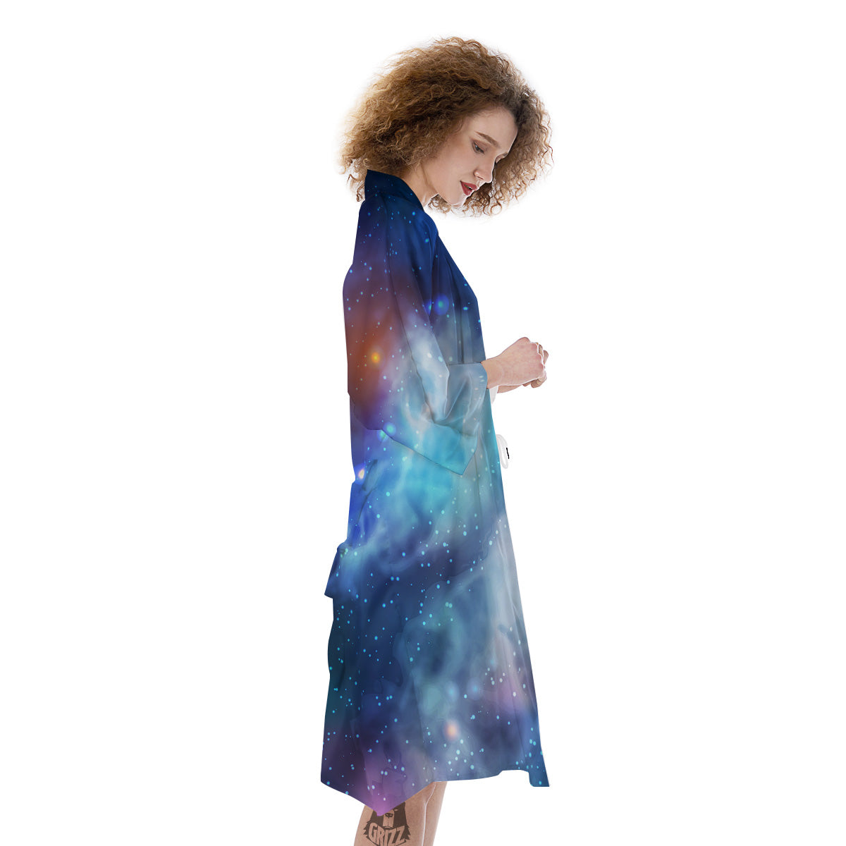 Cosmic Galaxy Space Blue Purple Print Kimono-grizzshop