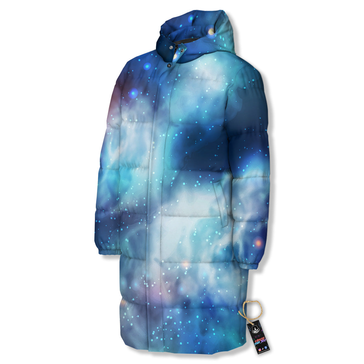 Cosmic Galaxy Space Blue Purple Print Long Down Jacket